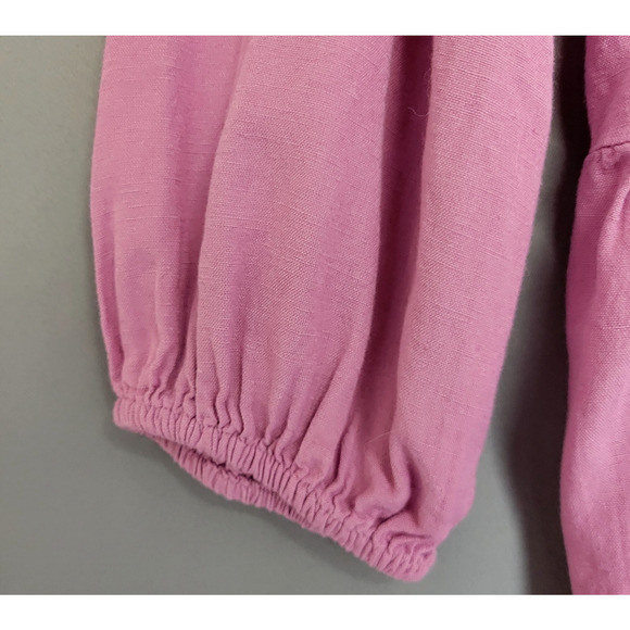 Old Navy Peplum Boho Peasant Top Womens M Dusty Rose V-neck Long Elastic Sleeves - Picture 3 of 12